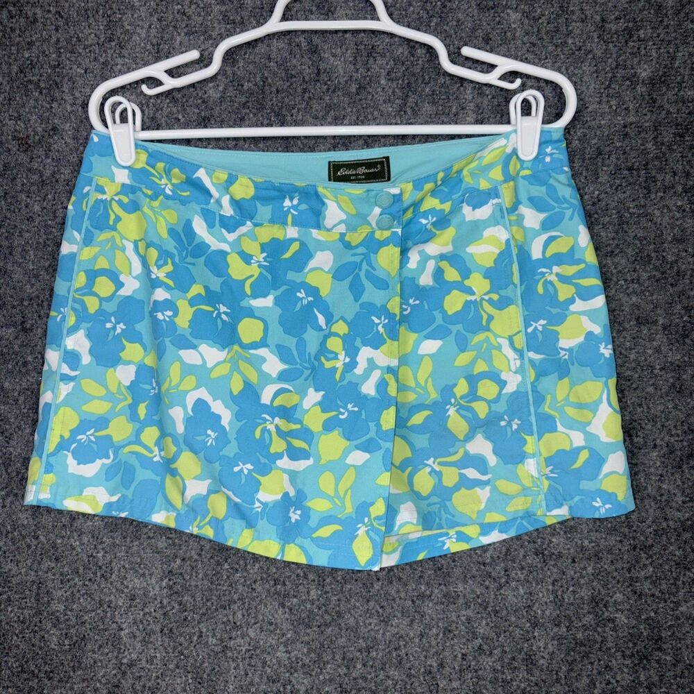 Eddie Bauer Skort Womens Size 8 Blue floral Casual Beach Water Outdoors